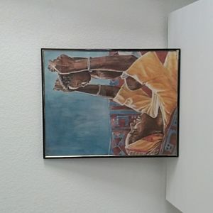 Black  art wall picture mother and baby 21x16